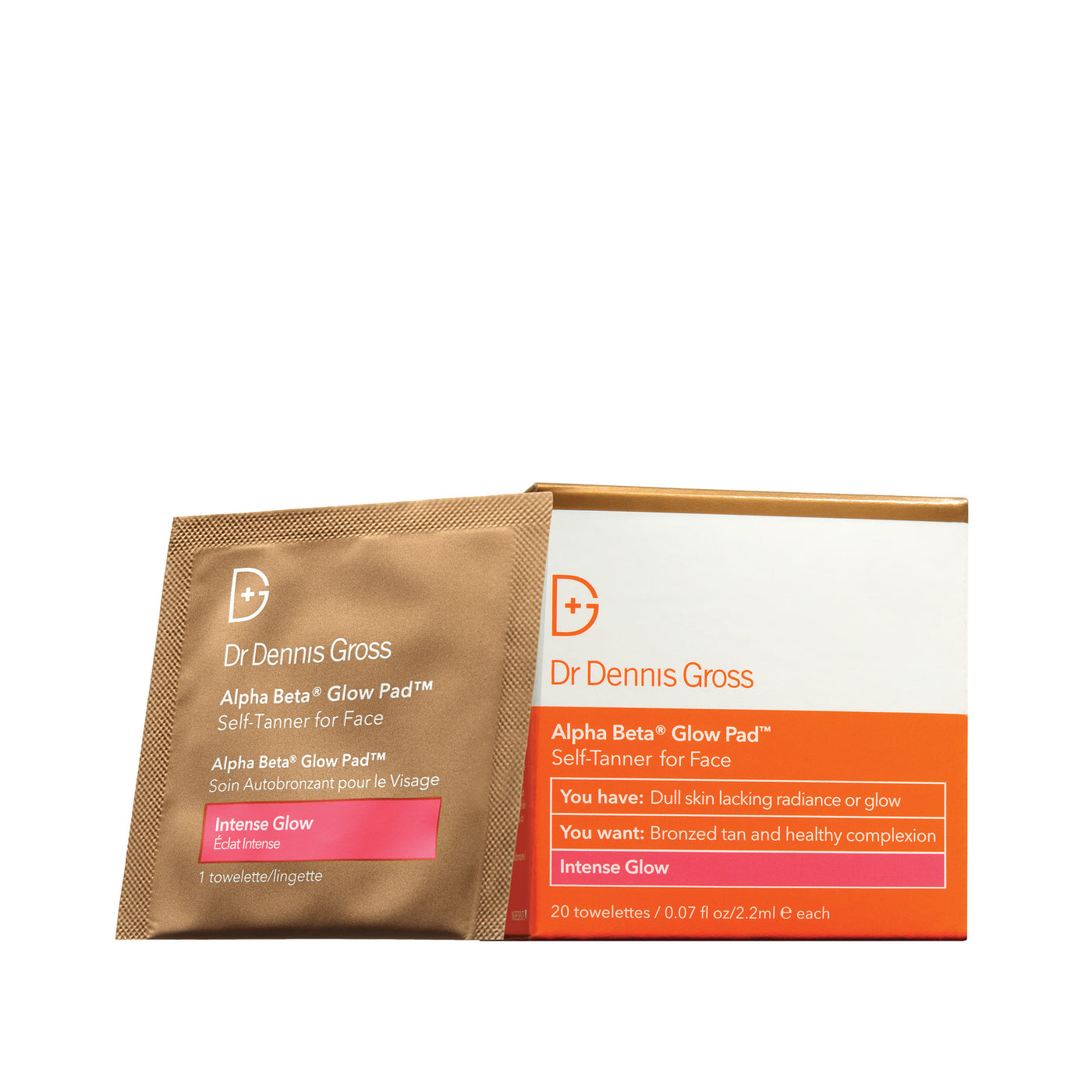 Dr.Dennis Gross Skincare Alpha Beta Glow Pad Intense Glow Self-Tanner for Face -Servetter,20 st