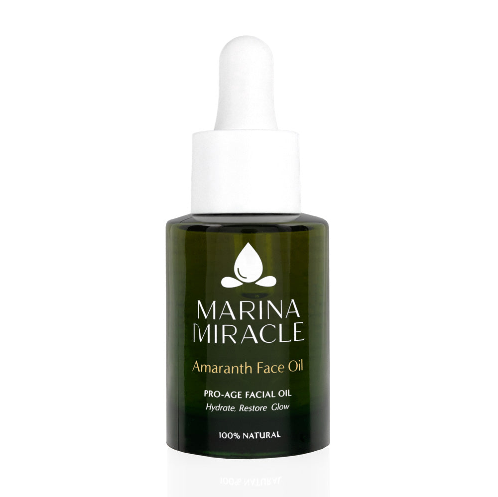 Marina Miracle Amaranth Face Oil for moden og tørr hud er en helt naturlig og økologisk ansiktsolje som passer god til voksen hud.