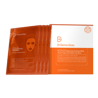 Dr.Dennis Gross Skincare Vitamin C+ Lactic Biocellulose Brightening Treatment Mask, 4 st