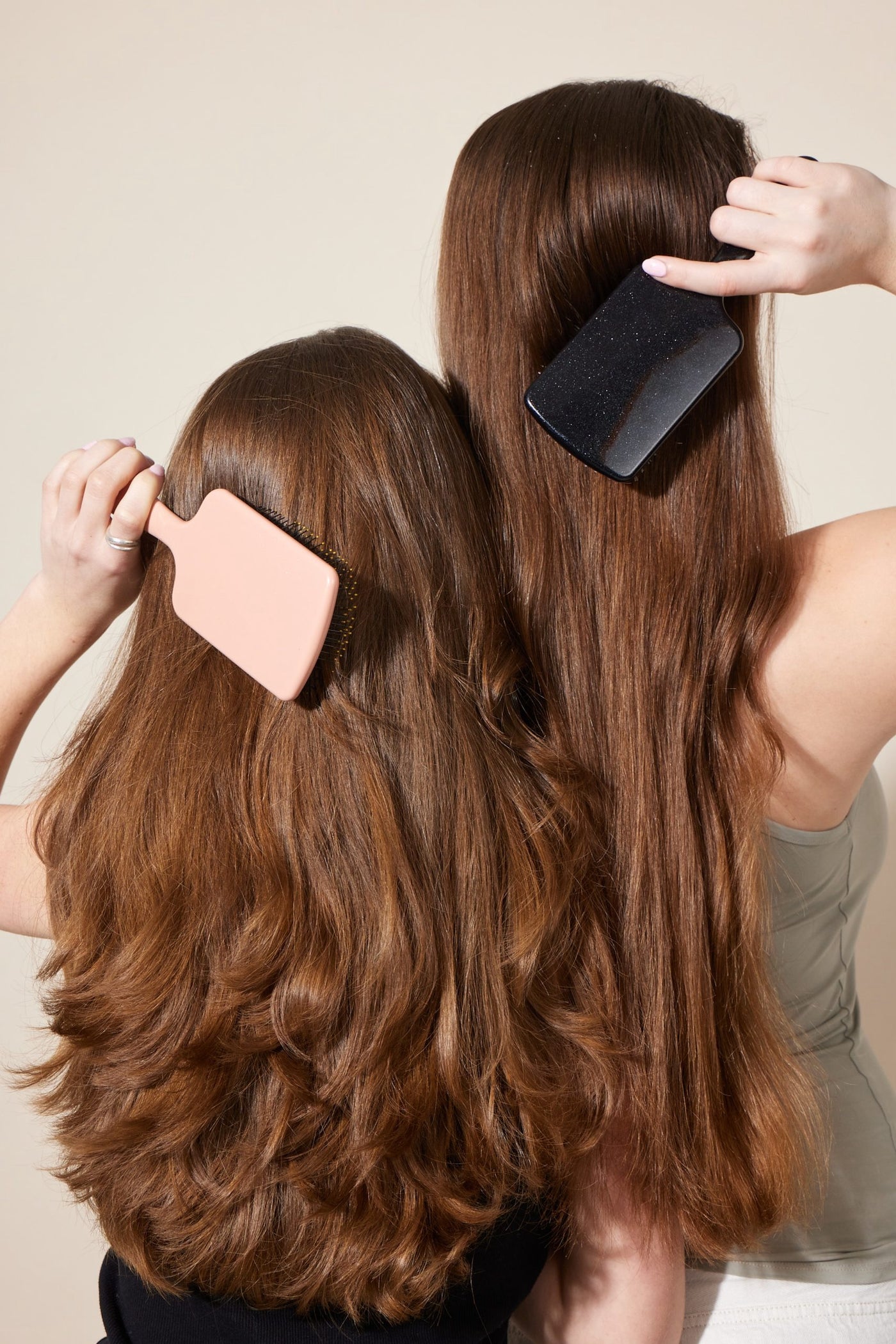 Fan Palm Paddle Brush Large DOUBLE BLOOM - rose with glitter and black with glitter