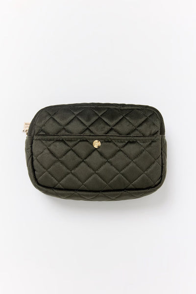 Fan Palm Beauty Bag Medium Velvet PET Palm Green