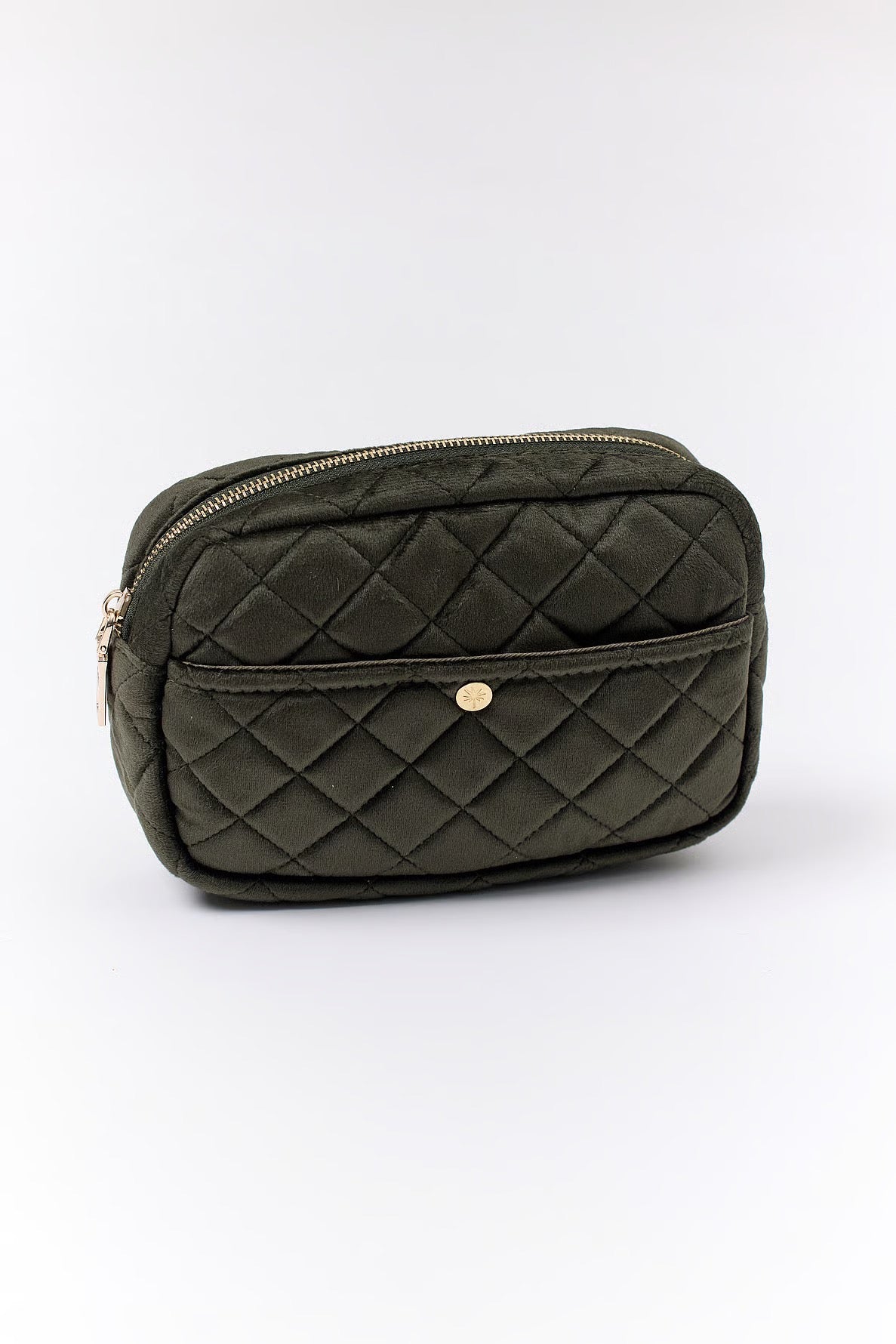 Fan Palm Beauty Bag Medium Velvet PET Palm Green