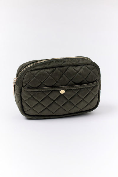 Fan Palm Beauty Bag Medium Velvet PET Palm Green