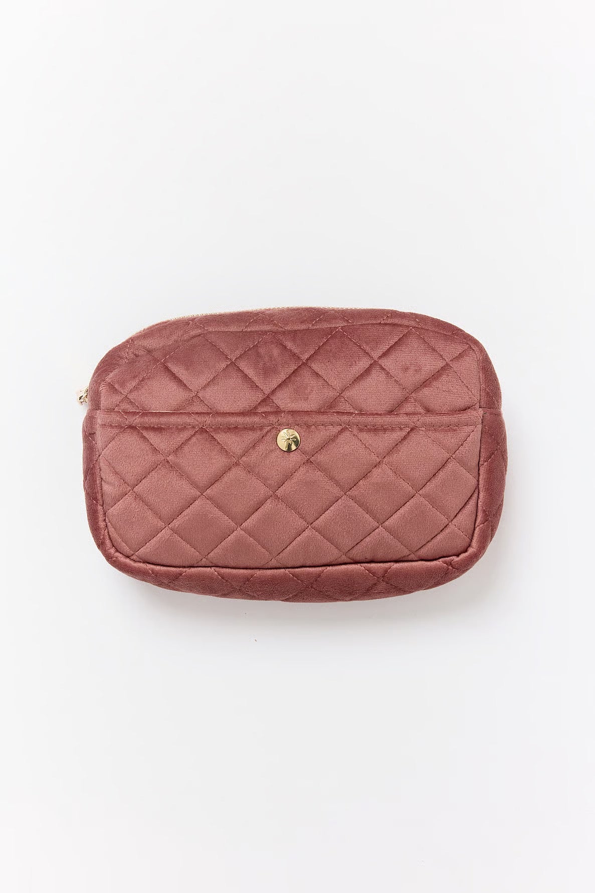 Fan Palm Beauty Bag Medium Velvet PET Palm Vintage Rose