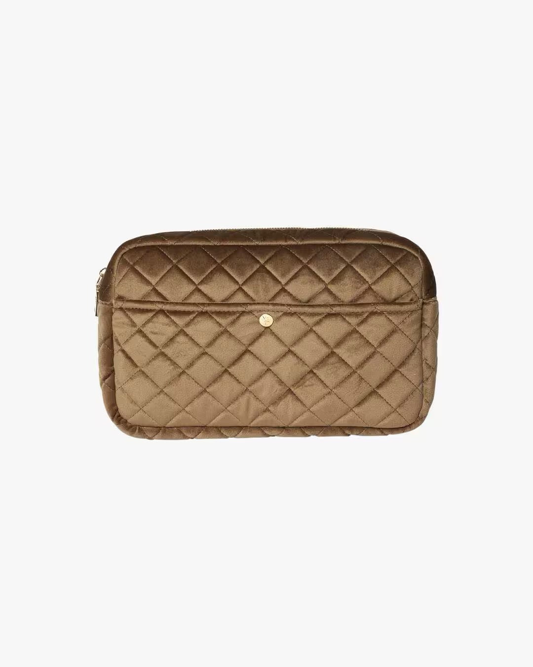 Fan Palm Beauty Bag Large Velvet PET Hazelnut