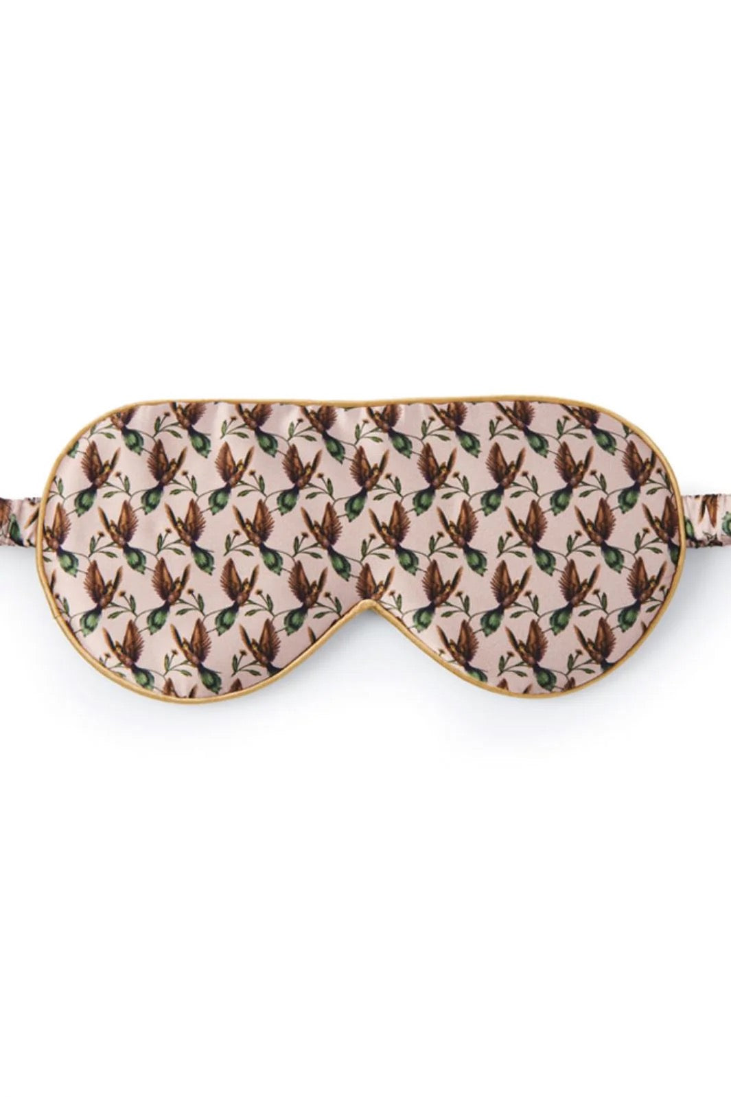 Fan Palm Silk Sleeping Mask Rose Hummingbird, light rose with pattern