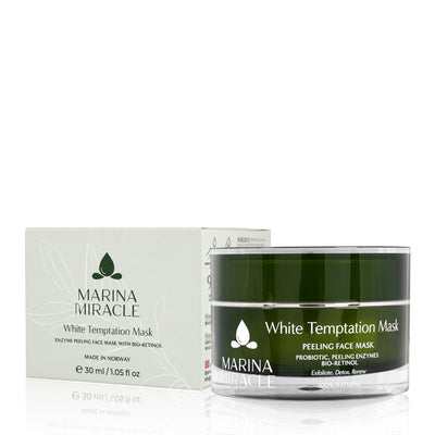 White Temptation Mask en en naturlig og økologisk leirmaske som gir en god enzym peeling og mekanisk peeling